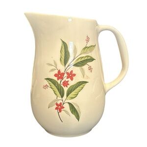 Vintage Universal Cambridge Woodvine Water
Pitcher Red Flowers Leaves 7” VGC